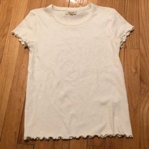 White Ruffle Hem Madewell T-Shirt